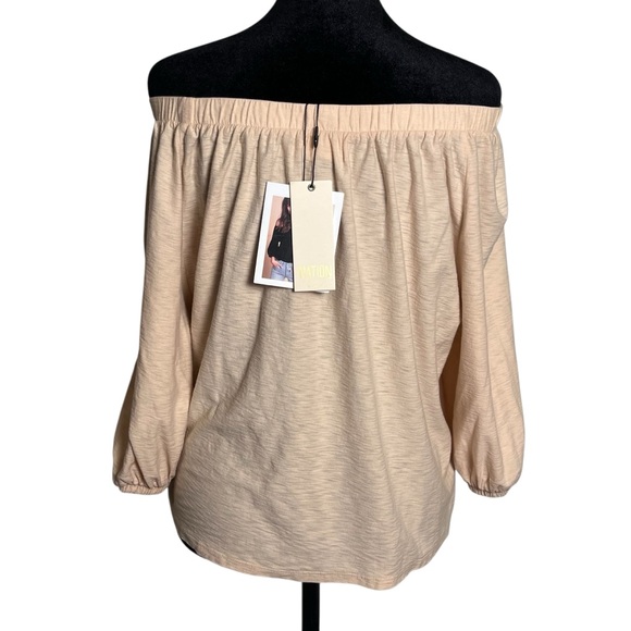 NWT Nation Ltd Cream Off The Shoulder Knit Peasant Top — Size Medium - Picture 3 of 10